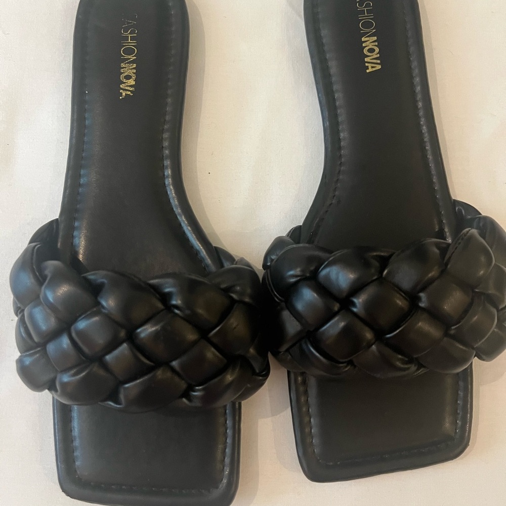 Fashion Nova Black Braided Women's Sandals